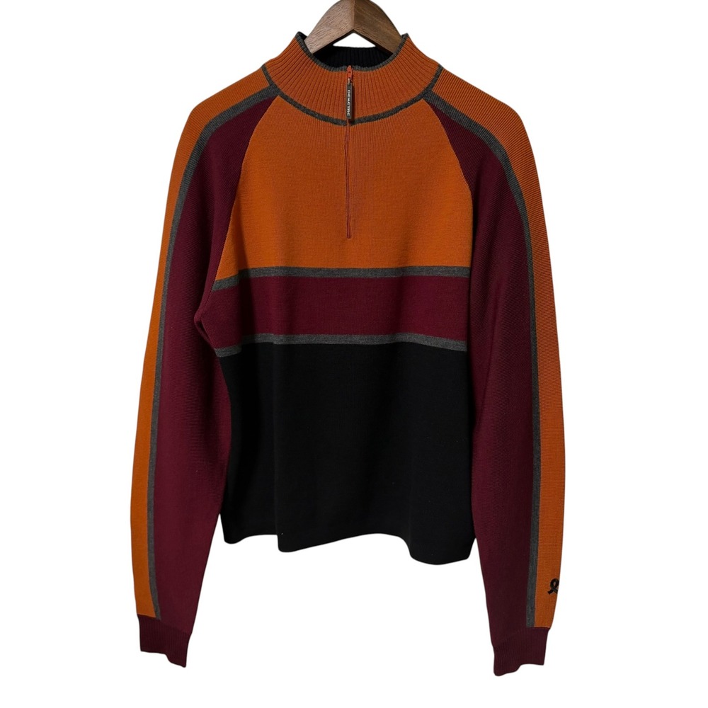 Vtg 90s Y2k Demetre Ski Sweater Mens L Quarter Zip Colorblock Wool Blend Apres